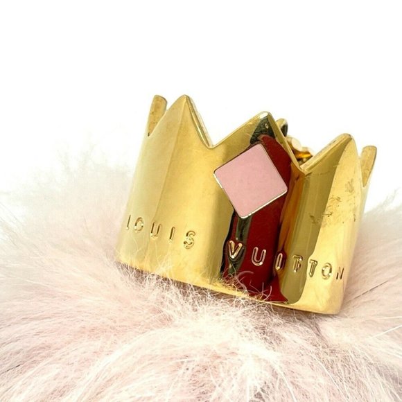 Authentic LOUIS VUITTON M67371 Key Holder Fuzzy bubble Bag Charm Pink fur / Meta - Picture 5 of 8